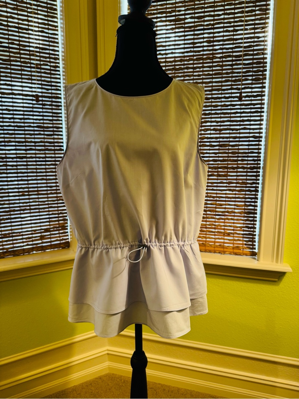 Halogen Light Blue Sleeveless Peplum Drawstring Waist Top